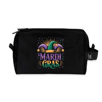 Mardi Gras T-Shirt – Narrenkappe Karneval Motiv - Recycelte Kulturtasche - Schwarz - Vorne