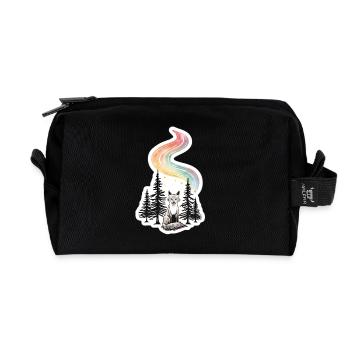 Northern Lights Fox in the Forest - Recycled Toiletry Zip Bag - black - Front