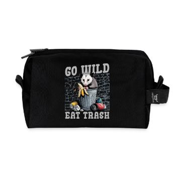 Funny Opossum - Recycled Toiletry Zip Bag - black - Front