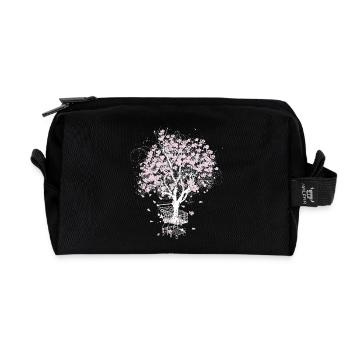 Cerisier en fleurs dans le panier - Trousse de toilette en tissu recyclé - noir - Devant