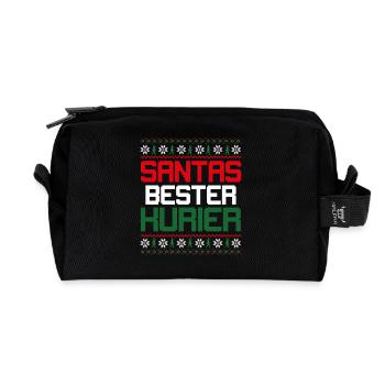 Christmas SANTA'S BEST COURIER Funny - Recycled Toiletry Zip Bag - black - Front