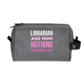 Mère bibliothécaire : Rien ne me choque - Trousse de toilette en tissu recyclé - anthracite - Devant