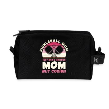 Pickleball Mom Retro Stripes - Recycelte Kulturtasche - Schwarz - Vorne