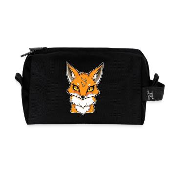 Illustration de bande dessinée Fox Head - Trousse de toilette en tissu recyclé - noir - Devant