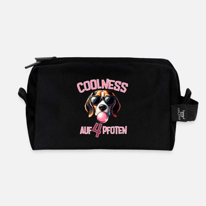 Bubble Trouble Hund Mit Sonnenbrille - Recycelte Kulturtasche - Schwarz