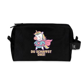 Encourager Unicorn Shirt, You Can Do It - Recycled Toiletry Zip Bag - black - Front