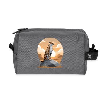 Guépard au coucher de soleil du désert - Trousse de toilette en tissu recyclé - anthracite - Devant