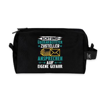Postboten ACHTUNG ÜBERARBEITETER ZUSTELLER - Recycelte Kulturtasche - Schwarz - Vorne