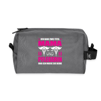Mom and caregiver - Recycled Toiletry Zip Bag - anthracite - Front