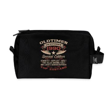 35th Birthday Gift Vintage Car December 1990 - Recycled Toiletry Zip Bag - black - Front