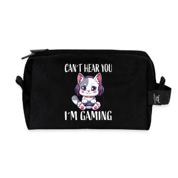 Gaming Cat Headphones - Recycled Toiletry Zip Bag - black - Front