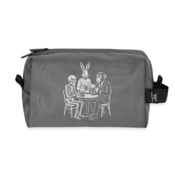 Pub Night Trio: Skeletthase und Affe - Recycelte Kulturtasche - Anthrazit - Vorne