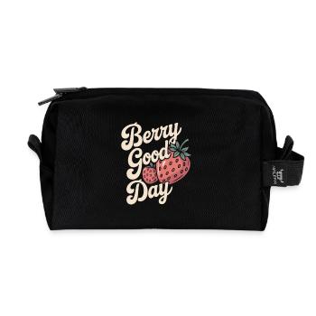 Berry Good Day - Erdbeere - Recycelte Kulturtasche - Schwarz - Vorne