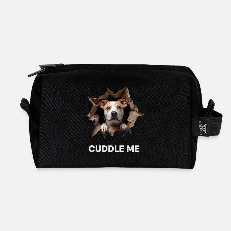 Cuddle Me Hund Loch Durchbruch Süß Geschenk - Recycelte Kulturtasche - Schwarz