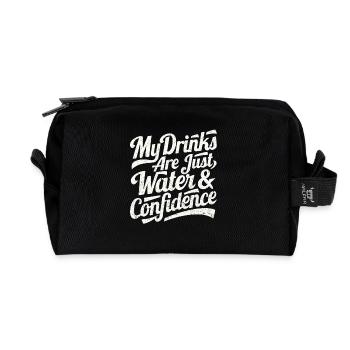 My Drinks Are Water & Confidence - Recycled Toiletry Zip Bag - black - Front