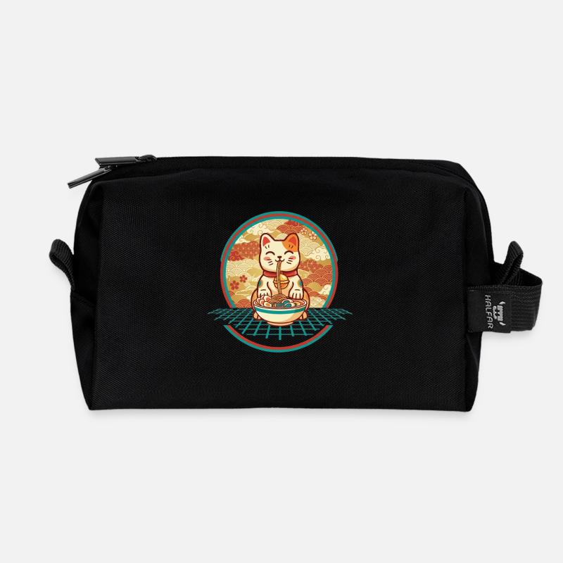 Maneki Neko Ramen Glücksbringer Katze - Recycelte Kulturtasche - Schwarz