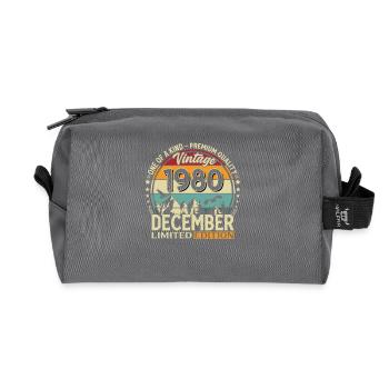 45e anniversaire Millésime décembre Années 1980 - Trousse de toilette en tissu recyclé - anthracite - Devant