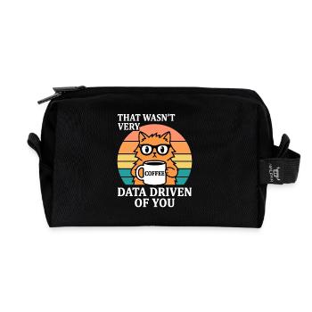 Not Very Data Driven Cat Coffee IT Nerd - Recycled Toiletry Zip Bag - black - Front