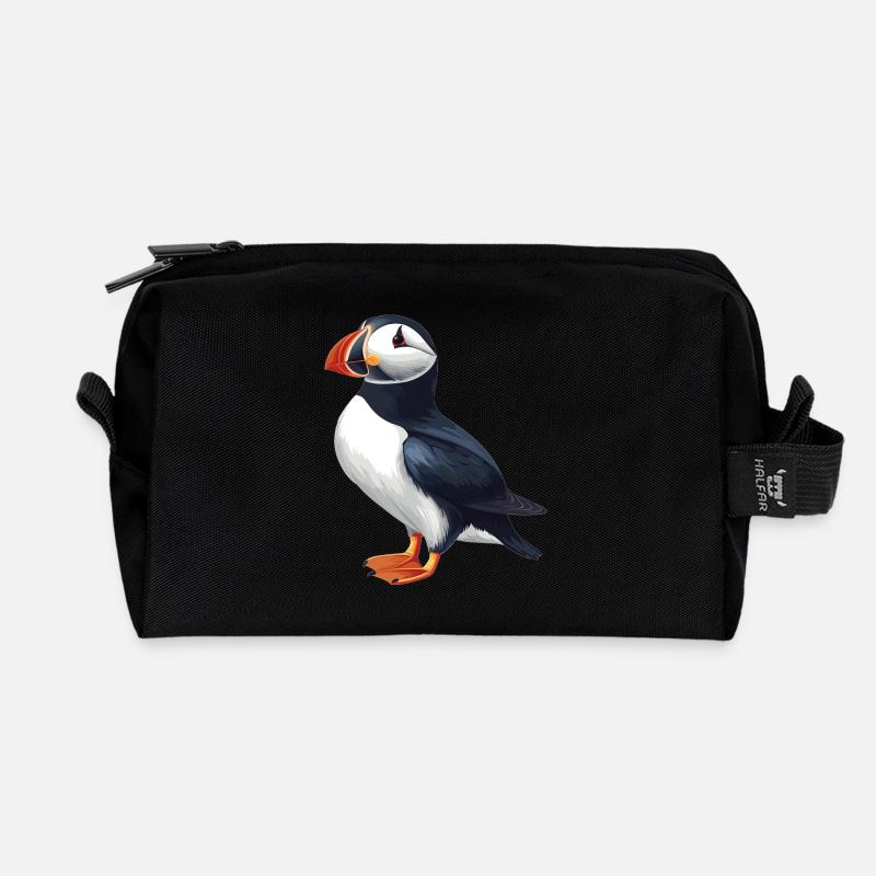 Puffin Papageientaucher - Recycelte Kulturtasche - Schwarz