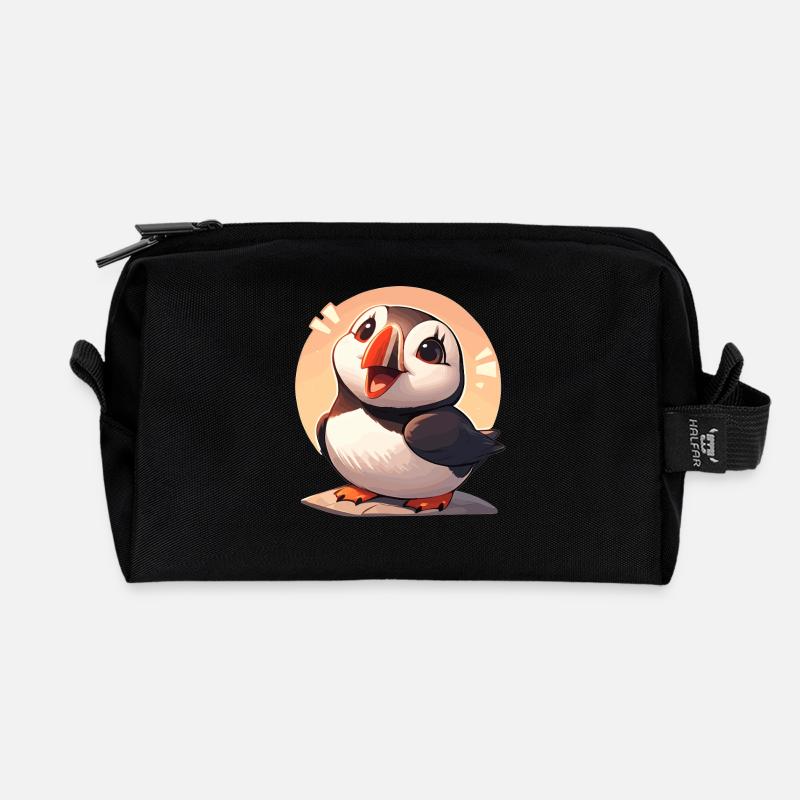 Puffin Papageientaucher - Recycelte Kulturtasche - Schwarz