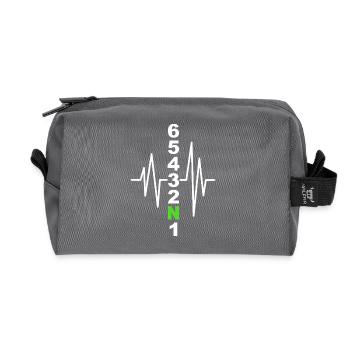 Motif de changement de vitesse de moto avec battement de cœur – Biker - Trousse de toilette en tissu recyclé - anthracite - Devant