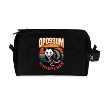 Funny Opossum - Recycled Toiletry Zip Bag - black - Front