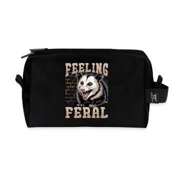Funny Opossum - Recycled Toiletry Zip Bag - black - Front