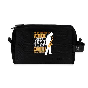 Saxophone, musicien amateur, membre du groupe, saxophoniste - Trousse de toilette en tissu recyclé - noir - Devant