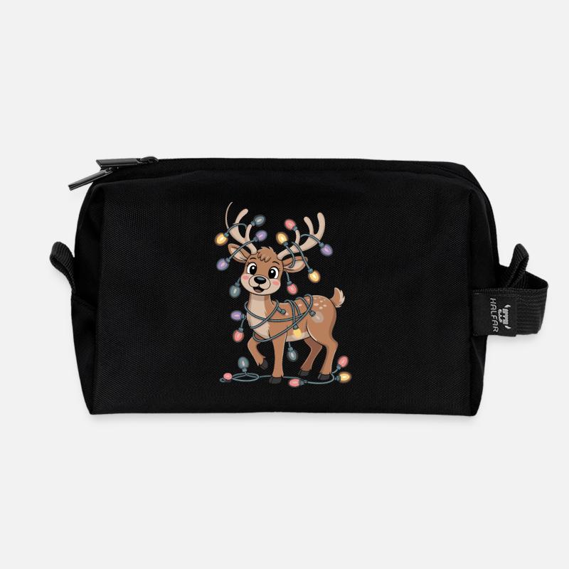 Lichterrentier Weihnachtsspaß - Recycelte Kulturtasche - Schwarz