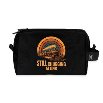 Retro-Dampflokomotiv-Railfan - Recycelte Kulturtasche - Schwarz - Vorne