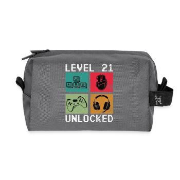 Level 21 Unlock Retro Gaming - Recycled Toiletry Zip Bag - anthracite - Front