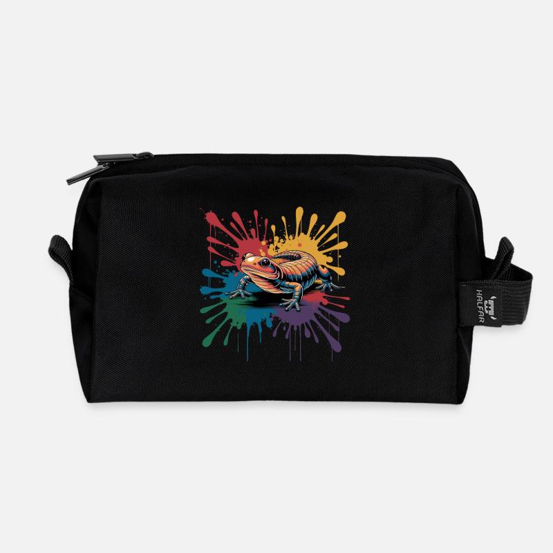  Bunter Salamander Mit Farbklecks Splash Für - Recycelte Kulturtasche - Schwarz