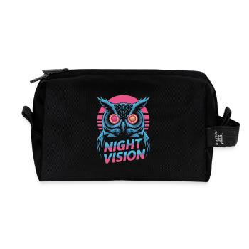 Night Vision Eule Retro Nacht Gaming - Recycelte Kulturtasche - Schwarz - Vorne