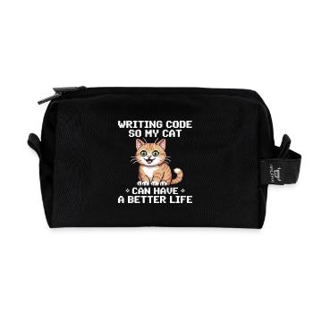 Programmier Katze Lustig Coding Und Katze Deutsch  - Recycelte Kulturtasche - Schwarz - Vorne