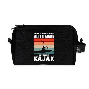 Kayaker Gifts Kayak Water Sports Outfits - Recycled Toiletry Zip Bag - black - Front