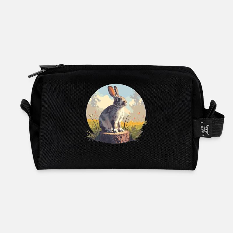 Hasen Hase - Recycelte Kulturtasche - Schwarz