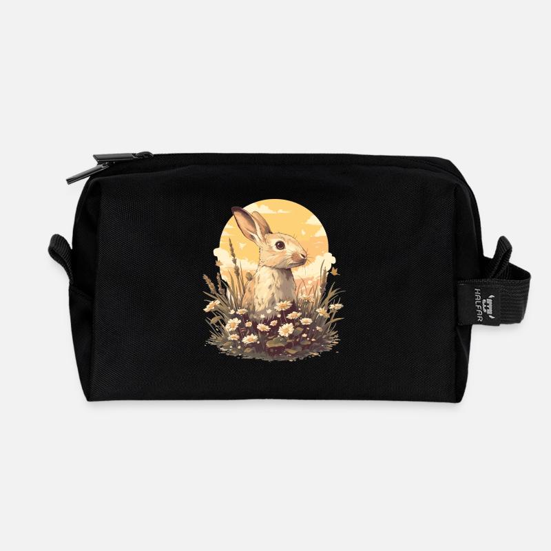 Hasen Hase - Recycelte Kulturtasche - Schwarz