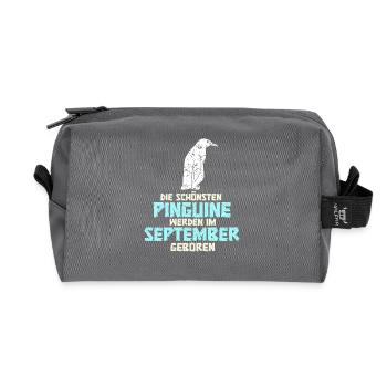 September Geburtstag Pinguin Spruch Lustig - Recycelte Kulturtasche - Anthrazit - Vorne