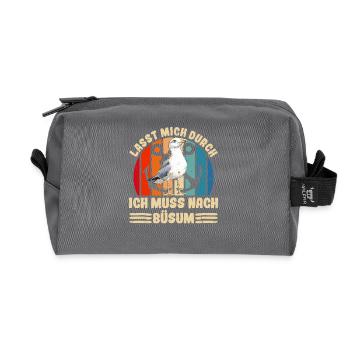 North Sea LET ME THROUGH MUST GO TO BÜSUM Lustig - Recycled Toiletry Zip Bag - anthracite - Front