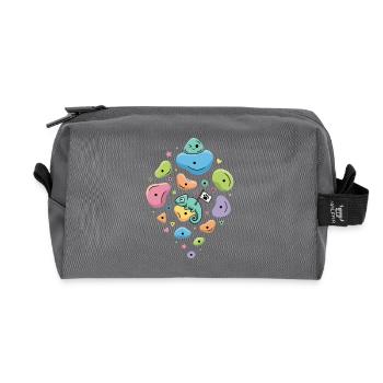 Drôle d’aventure caméléon en escalade sur roche - Trousse de toilette en tissu recyclé - anthracite - Devant