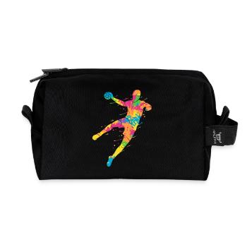 bunter Handballspieler Handballer Handball - Recycelte Kulturtasche - Schwarz - Vorne