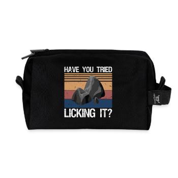 Funny Geology Gift Lapidary Apparel Rock Collector - Recycled Toiletry Zip Bag - black - Front