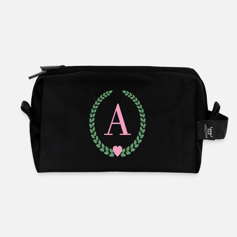 Lettre A monogram - Trousse de toilette en tissu recyclé - noir