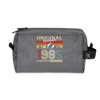 40th Birthday Original December Vintage 1985 - Recycled Toiletry Zip Bag - anthracite - Front