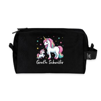 Big Sister Unicorn Lover Older Babe - Recycled Toiletry Zip Bag - black - Front