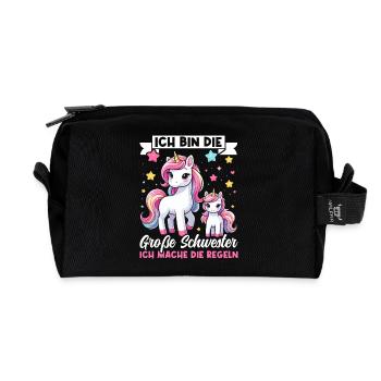 Big Sister Unicorn Lover Older Babe - Recycled Toiletry Zip Bag - black - Front