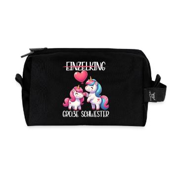 Big Sister Unicorn Lover Older Babe - Recycled Toiletry Zip Bag - black - Front