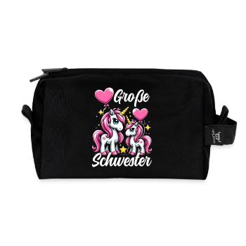 Big Sister Unicorn Lover Older Babe - Recycled Toiletry Zip Bag - black - Front