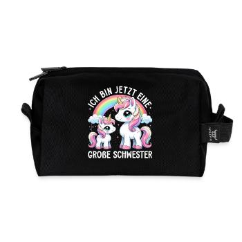 Big Sister Unicorn Lover Older Babe - Recycled Toiletry Zip Bag - black - Front