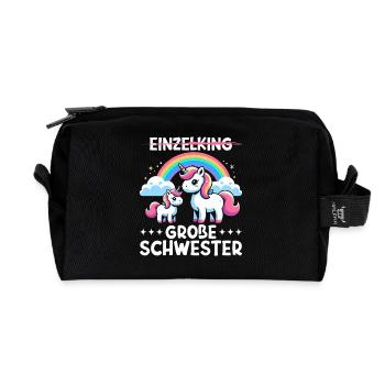 Big Sister Unicorn Lover Older Babe - Recycled Toiletry Zip Bag - black - Front